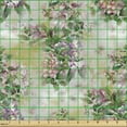 thumbnail image 2 of Ambesonne Flower Fabric by the Yard Upholstery, Vintage Retro Spring Lilies, 2 Yards, Khaki Pink and Olive Green, 2 of 5
