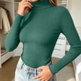 thumbnail image 2 of Liuinsasek Womens Turtleneck Sweater Solid Color Winter Base Layer Knitwear Slim Pullover Trendy Basic Versatile Clothing, 2 of 8