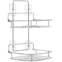 2 Tier Bathroom Shelf Storage Wall Mounted Organizer Removable Basket for Toilet