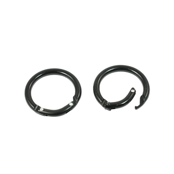 2 Pcs Loaded Gate 1.5 Dia Round Carabiner Hook Keychain Black Keychain