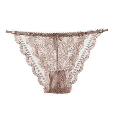 Xiaoxatg Sexy Panties for Women Sexy Lace Hollowed Out Mesh Panties Women Mid Waist Bottom Crotch Girl Briefs No Show Underwear