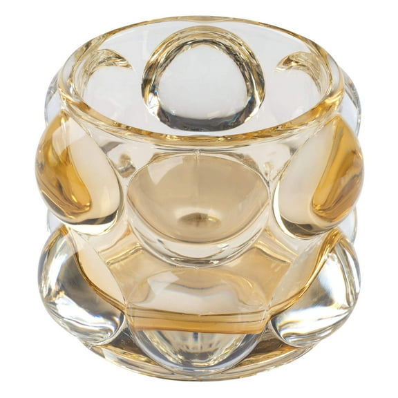 Karma, Lucia Hobnail Short Votive, Tea Lights Candle Holder, Amber