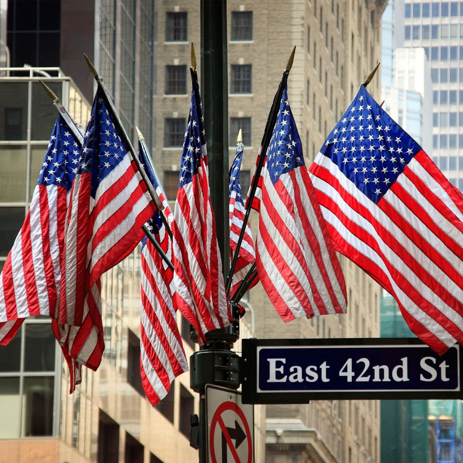 American Flag 5x8 ft, US Flags for Outside, Durable Nylon with Luxury Embroidered Stars Sewn Stripes Brass Grommets