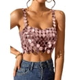 thumbnail image 3 of Coduop Women Sleeveless Acrylic Sequins Body Chain Camisole Tops Backless Sling Cami Vest Crop Top, 3 of 9