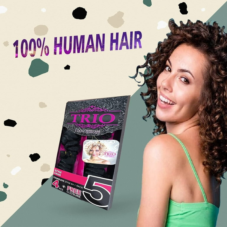 Trio Hair Extensions Real Human Hair, Extension Clips, Ponytail Extension, & Buns Hair Piece, Hair Wig, Premium Human Hair Quality, Bohemian, 8, 10