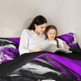 thumbnail image 5 of Feelyou Adult Modern Stripes Bedding Comforter Set, Black Purple Geometric Twin Comforter Sets, Abstract Stripe Ombre Reversible Bedding Set, Super Cozy Room Decor, 2-Piece, 5 of 8