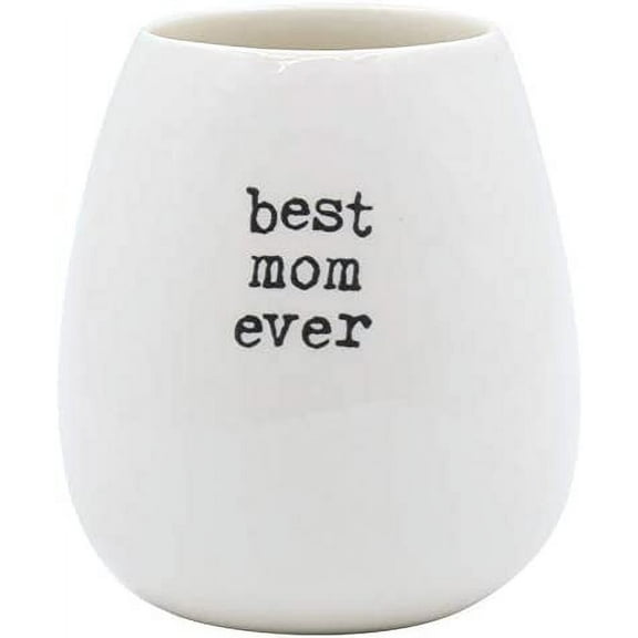 BEST MOM EVER Ceramic Stemless Wine Glass - Gift for Mother's Day Birthday