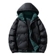 thumbnail image 2 of Maoxin Men Jacket Men's Stitching Drawstring Hooded Slim Fashion Jacket Coat Outwear Jacket Coats , Black , 2XL, 2 of 6