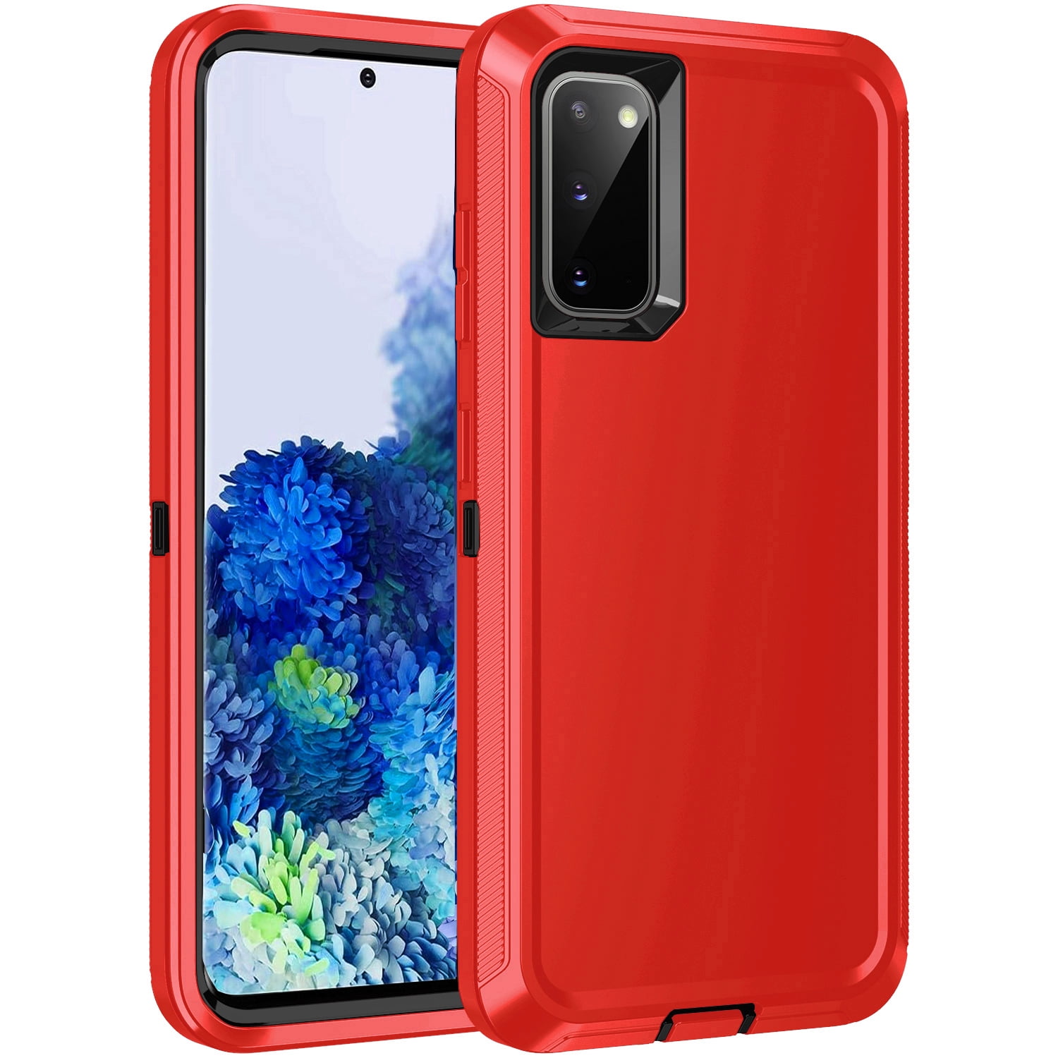 RegSun for Galaxy S20 Case,Shockproof 3-Layer Full Body Protection [Without Screen Protector] Rugged Heavy Duty High Impact Hard Cover Case for Samsung Galaxy S20 6.2",Red/Black