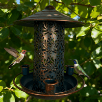 Diceymbol Bird Feeders for Outdoors, Metal Hanging Wild Bird Feeder, 2 LBs Seeds Capacity, Blue Birdfeeder for Garden Yard Decor, Ideal Gift for Bird Lovers