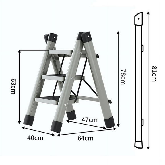 3-Step Iron Step Ladder with Anti-Slip Foot Covers – Waterproof, Rustproof, Stable Foldable Step Stool for Home & Office – Non-Skid Pedals, Wear-Resistant Iron Construction, Safety Foot Covers –