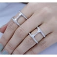 thumbnail image 5 of Double Row Diamond Band, Open Hollow Diamond Engagement Ring, Pear Cut & Round Cut Pave Set Diamond Wedding Ring, Cocktail Ring, 2.2 Ct Simulated Diamond, 14K White Gold Plated, 5 of 5
