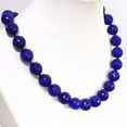 thumbnail image 2 of K-KED Handmade 8mm Blue Jade Jasper Faceted Round Gems Beads Knotted Necklace 18'', 2 of 4