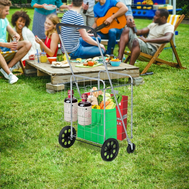 Foldable Shopping Cart, Heavy Duty Utility Grocery Cart with 360°Rolling  Swivel Wheels, Lightweight Portable Grocery Cart for Groceries Laundry  Garage, Modern Storage Shopping Cart Holds 66lbs, J2650 - Walmart.com
