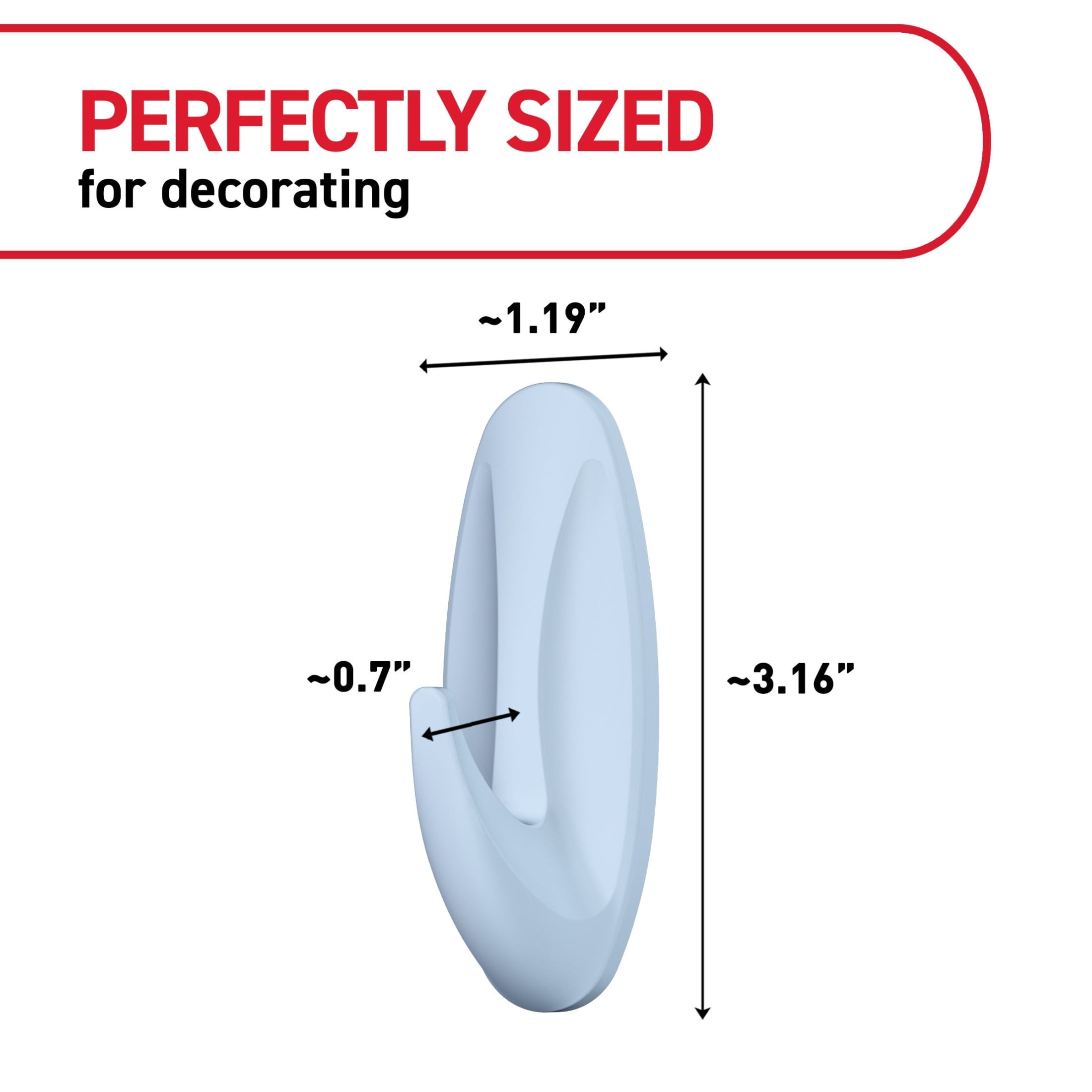 Command Medium Designer Hooks, Sky, Holds 3 lbs, 9 Hooks, 12 Adhesive Strips