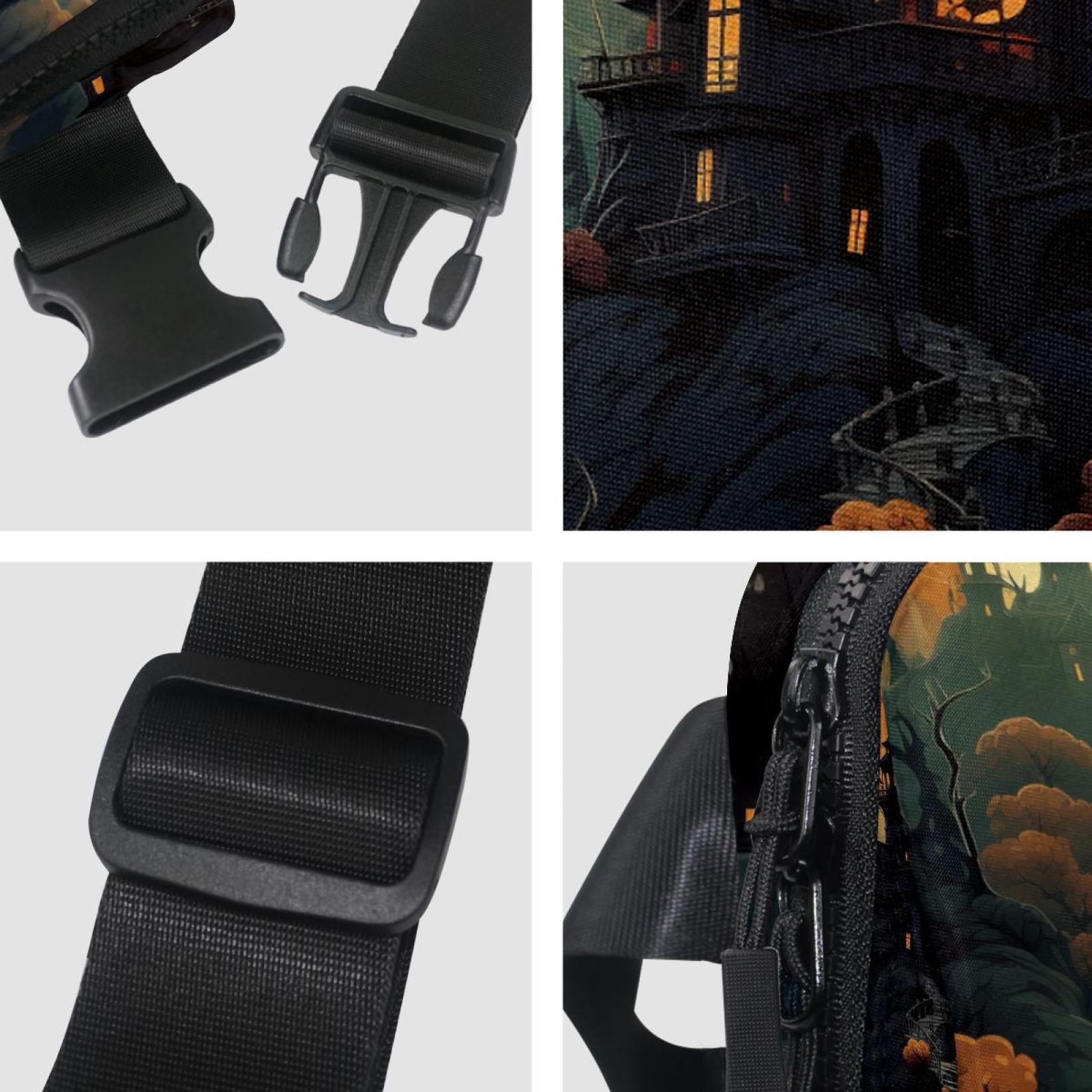Halloween Castle Lightweight Adjustable Crossbody Bag with Extension Strap - Unisex Fanny Pack Waist Pack Cross Body Bag