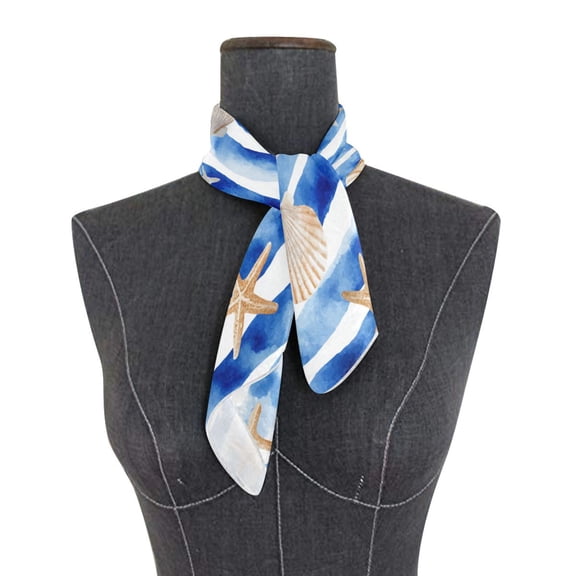 Square Scarf 24x24 Inch Blue Nautical Stripes Pattern Silky Satin Sun Protection Neck Scarf for Women Multi-Purpose Head Wrap Bandana for Hair Bag Decoration