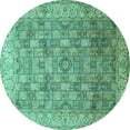 thumbnail image 1 of Ahgly Company Machine Washable Indoor Round Persian Turquoise Blue Traditional Area Rugs, 4' Round, 1 of 4