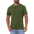 thumbnail image 5 of INSPIRE CHIC Men's Henley T-Shirts Casual Summer Short Sleeves Button Basic Tee XL Green, 5 of 6