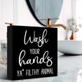 thumbnail image 6 of Zomyto 7x7 In Funny Bathroom Wooden Box Sign,Wash Your Hands YA' Filthy Animal Decor, 6 of 7