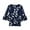 Blue - navy, variant on Alfani Womens Floral Print Ruffled Blouse, Blue, Small