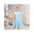 thumbnail image 2 of Sunny Fashion Girls Dress Blue Long Sleeve Lace Trimmed Waffle Knit Flared Casual Daily Outfit 12 Years, 2 of 7
