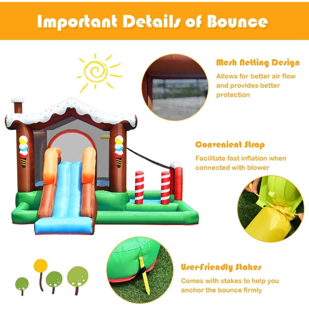 Aimee Lii Outdoor Indoor Inflatable Kids Bounce House with 480W Air Blower, Playhouse for Kids Outdoor