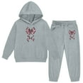 thumbnail image 2 of Little Girls Animal Print Hooded Sweatshirt Jogger With Bow Detail Two Piece Outfit Kids Sets Clothes, 2 of 6