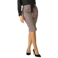 thumbnail image 4 of INSPIRE CHIC Women's Tweed Skirt Elegant High Waist Button Decor Knee Length Office Pencil Skirts, 4 of 5