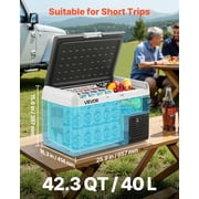 VEVOR Portable Car Refrigerator 42 Qt, 12V Portable Freezer with Single Zone, 12/24V DC & 110-240V AC Electric Cooler with -4℉-68℉ Cooling Range, for Car Truck Vehicle RV Boat Outdoor & Home use