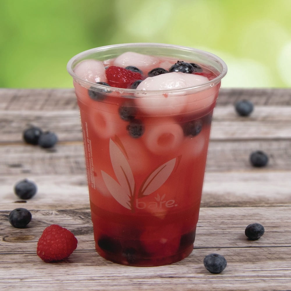 Bare Eco-Forward 16 oz to 18 oz RPET Cold Cups - Clear (1000/Carton)