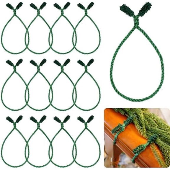 12 Pcs 19 Inches Christmas Garland Ties Christmas Decorative Twist Ties for Garland, Banister Home Decoration(Green)