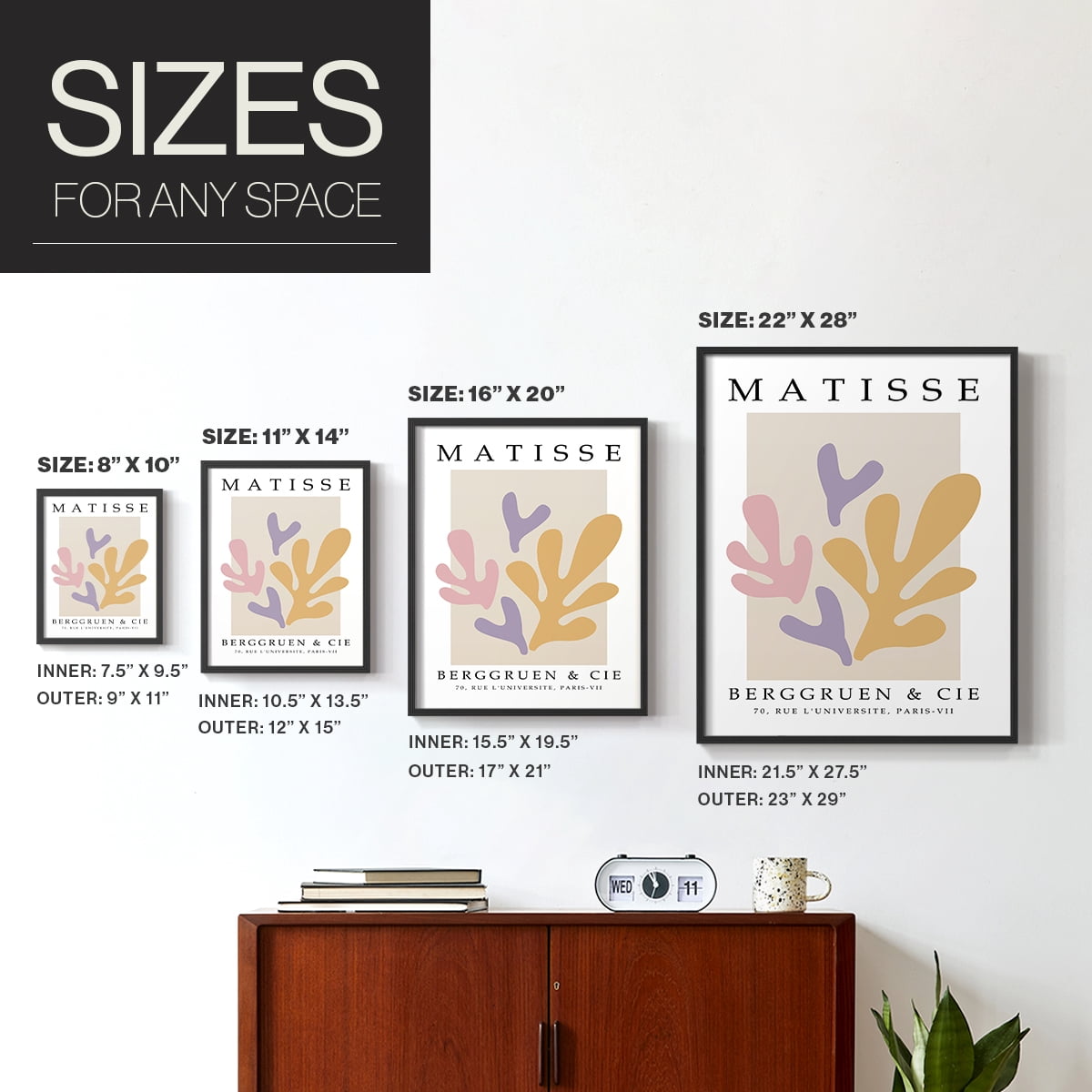 Matisse CCCXXXIV in Black Solid Wood 16 x 20 Framed Print