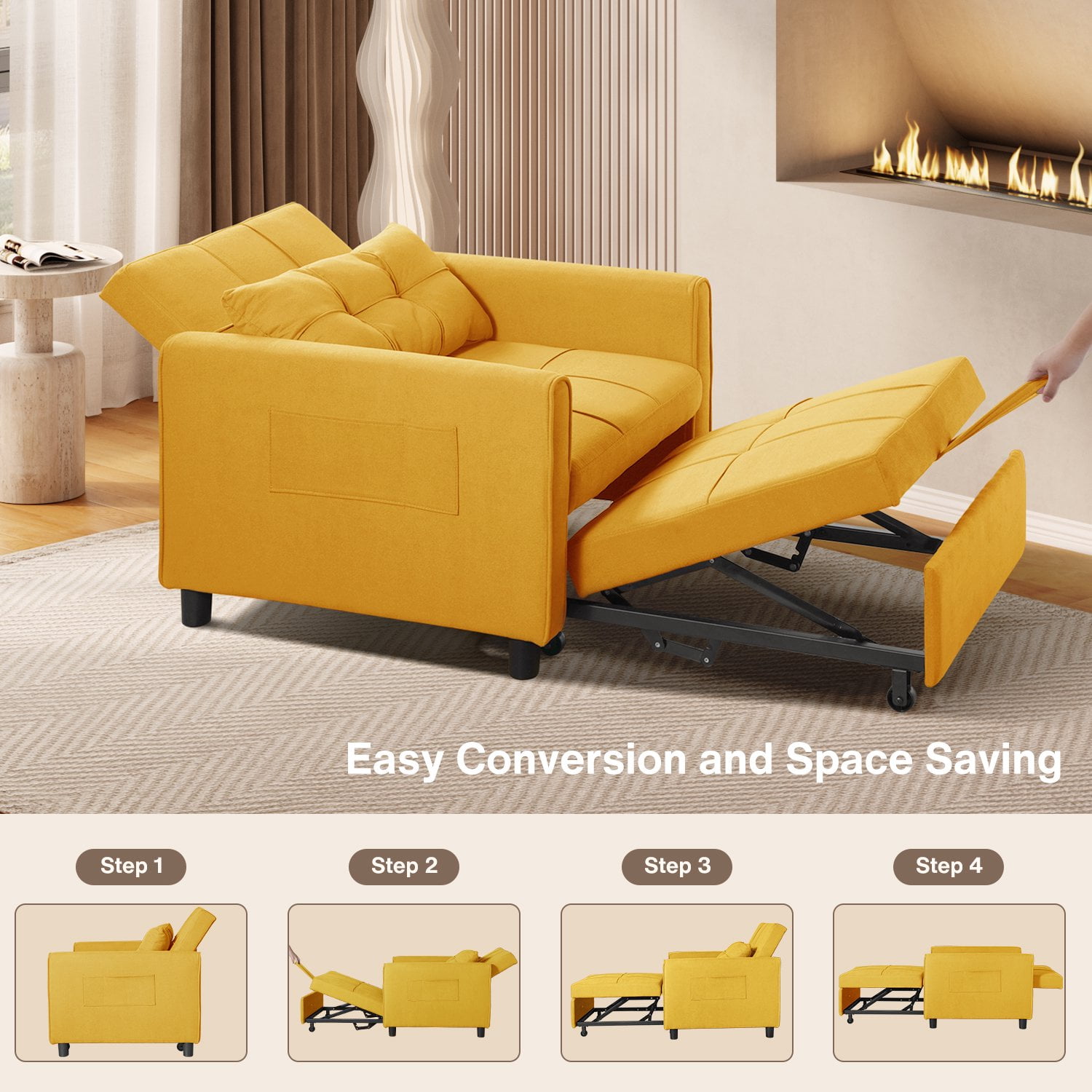 Yellow convertible chair sale