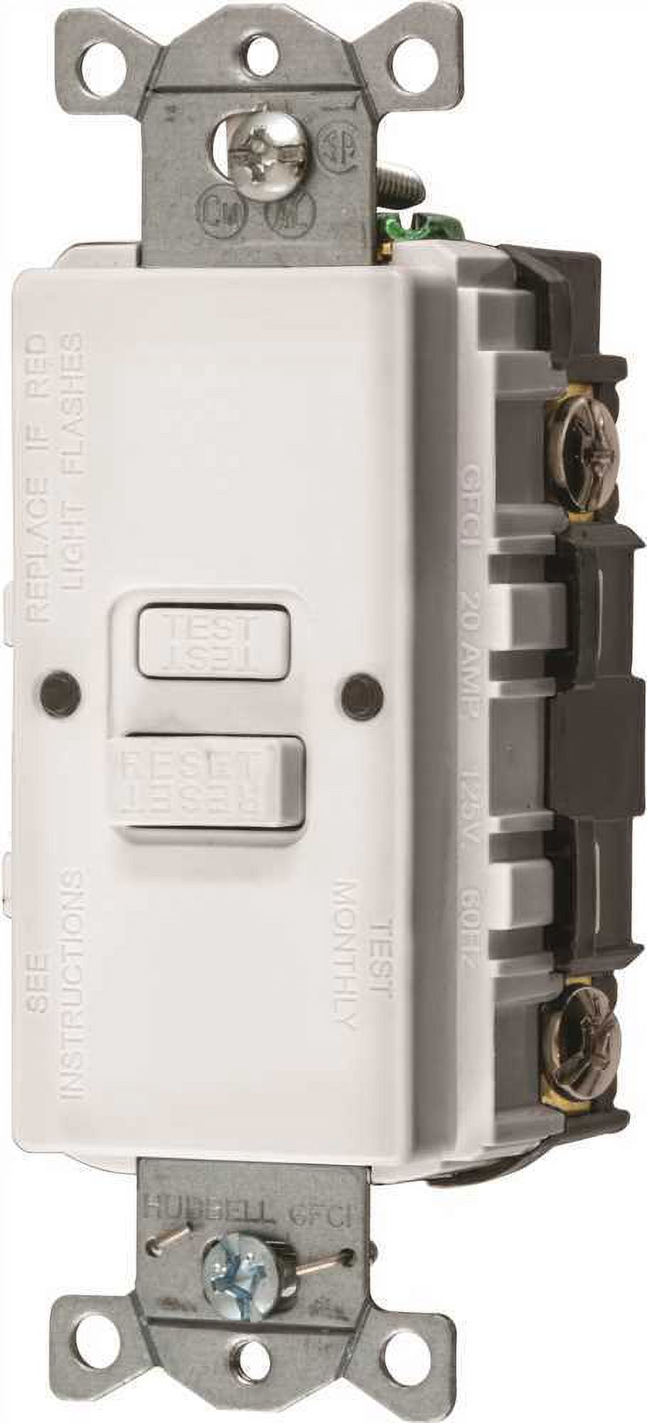 Hubbell Autoguard Commercial Blank Face Gfci Receptacle, White, 125 Volts, 20 Amps