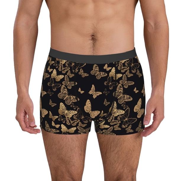 Fotbe Modern Golden Butterfly Calzoncillos Tipo Boxer con Bolsa de Soporte Total para Hombre, X-Temp Fresco, Transpirable y de Secado Rápido-Small