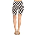 thumbnail image 3 of Moa CollectionWomen's Casual Checkered Plaid Band Waist Stretch Biker Shorts, 3 of 4