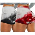 thumbnail image 1 of Gibobby Pantalones dama Pantalones cortos elásticos teñidos con para mujer, bolsillos de motorista de Yoga, pantalones de Fitness para correr, pantalones de Yoga arrugados(Rojo， M), 1 of 5