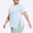 thumbnail image 5 of Tamaño Más Suelto para las Mujeres Color Sólido Cuello Redondo Manga Corta Suelto Tops Ropa de Yoga Camisa, 5 of 5