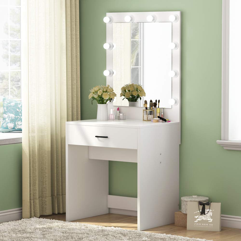 Dressing Table Bedroom Furniture White, Mirror With Lights Vanity Small