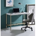 thumbnail image 2 of 42'' Writing Desk with Power Outlet, Contemporary Simple Computer Desk with Gold Metal Frame for Home Office, Bedroom, White, 2 of 7