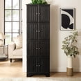 thumbnail image 4 of 72.4" Tall Freestanding Wooden Pantry - 8 Doors, 4 Shelves - Vintage Design for Living, Kitchen, Dining & Office in Black, 4 of 7