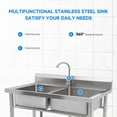 thumbnail image 3 of Tzou 42x25 Inch Stainless Steel Utility Sink w/Faucet, Storage Shelf & Adjustable Legs for Kitchen, Laundry Room, 3 of 6