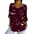 thumbnail image 5 of Endives Women's Shirts Elegant Retro Art Print V Neck Loose Mid Length Sleeve Womens Top Blouse, 5 of 6