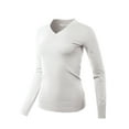 thumbnail image 2 of A2Y Women's Fitted V-Neck Long Sleeve Premium Pullover Viscose Sweater White L, 2 of 5