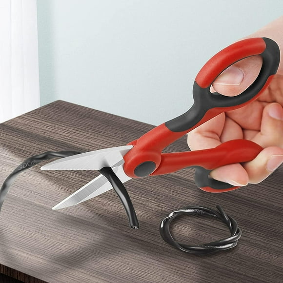 nipocaio Electrician's Scissors, Stainless Steel Serrated Electrician's Scissors, Soft Grip Wire Cutters, Multipurpose Electrician's Scissors, Set Of 2