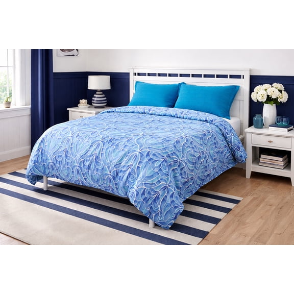 Dar Bouazza- 100% Cotton Sateen Queen Duvet Cover Set with 2 Shams.Made in Green by Oeko-Tex.