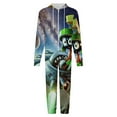 thumbnail image 4 of Looney Tunes Marvin The Martian Men's Hooded Jumpsuit - Zip Up One Piece Pajamas Soft Cozy Winter Warm Plush Loungewear, 4 of 8