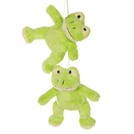 2 Pack of Green Frog Crib Mobile Attachments | Hanging Plush Animal Decorations for Baby Girl or Boy Playpen or Crib |