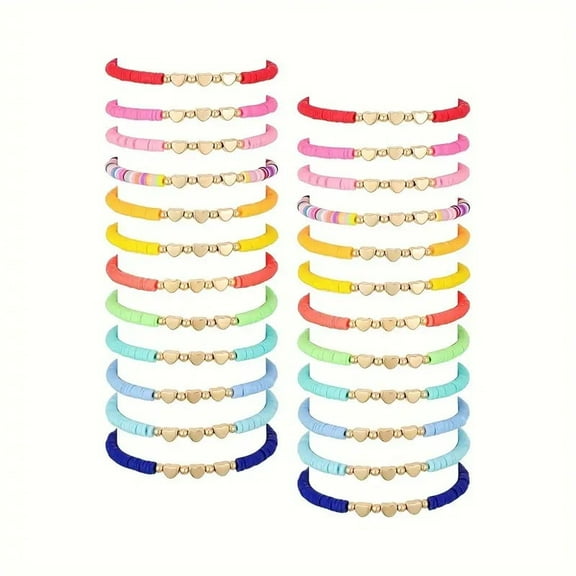 24 Pcs Friendship Bracelets for Young Girls - Colorful Beaded Women's Jewelry